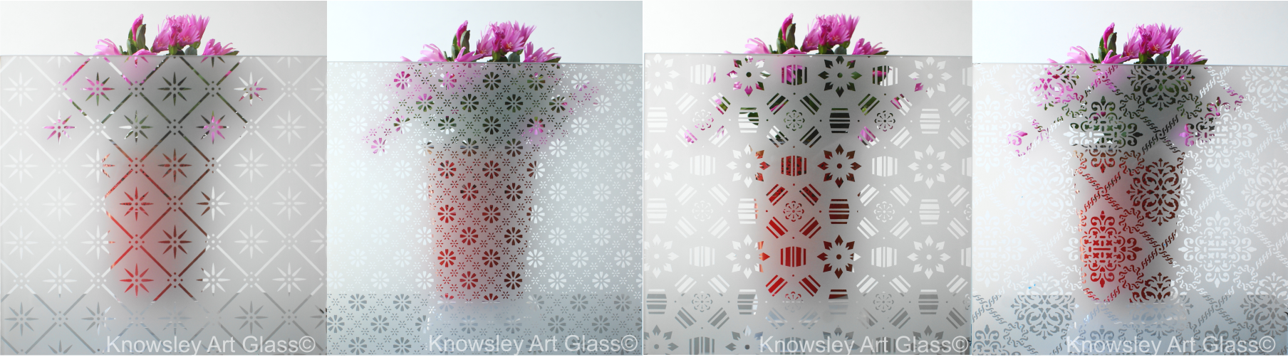 Etched glass panel featuring elegant floral pattern for decorative privacy