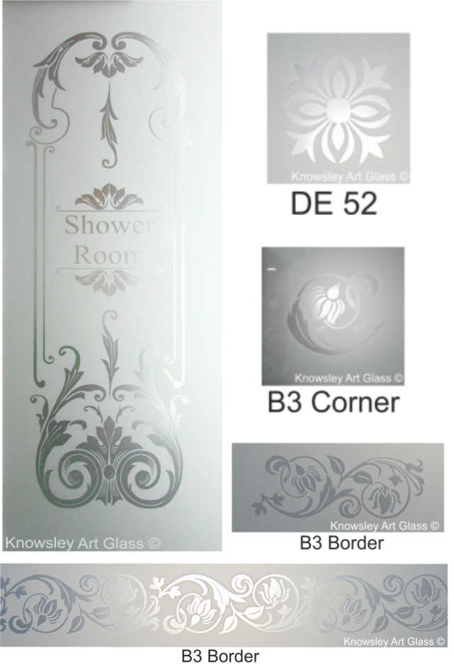 Floral Etched Glass Panel