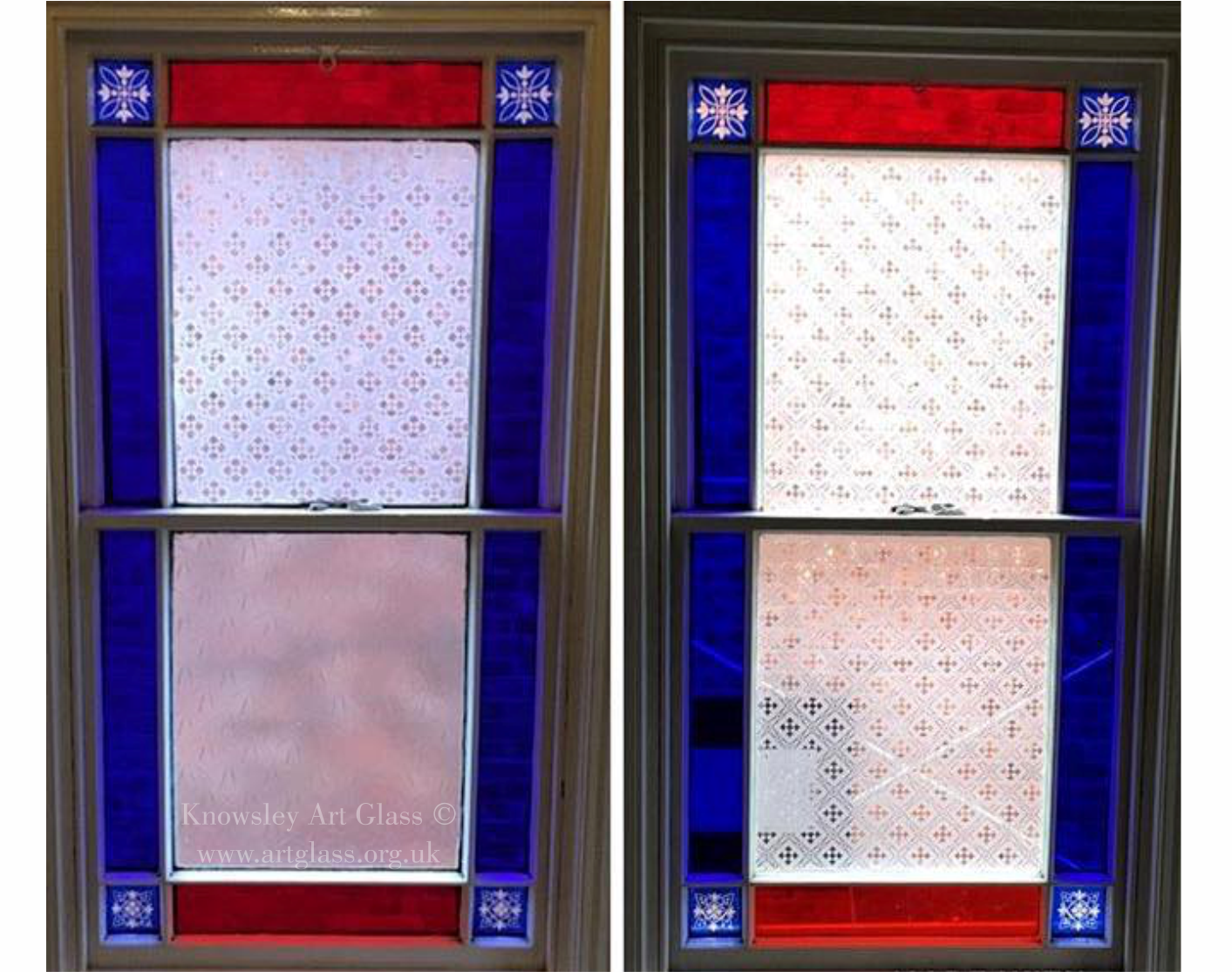 coloured glass sash window